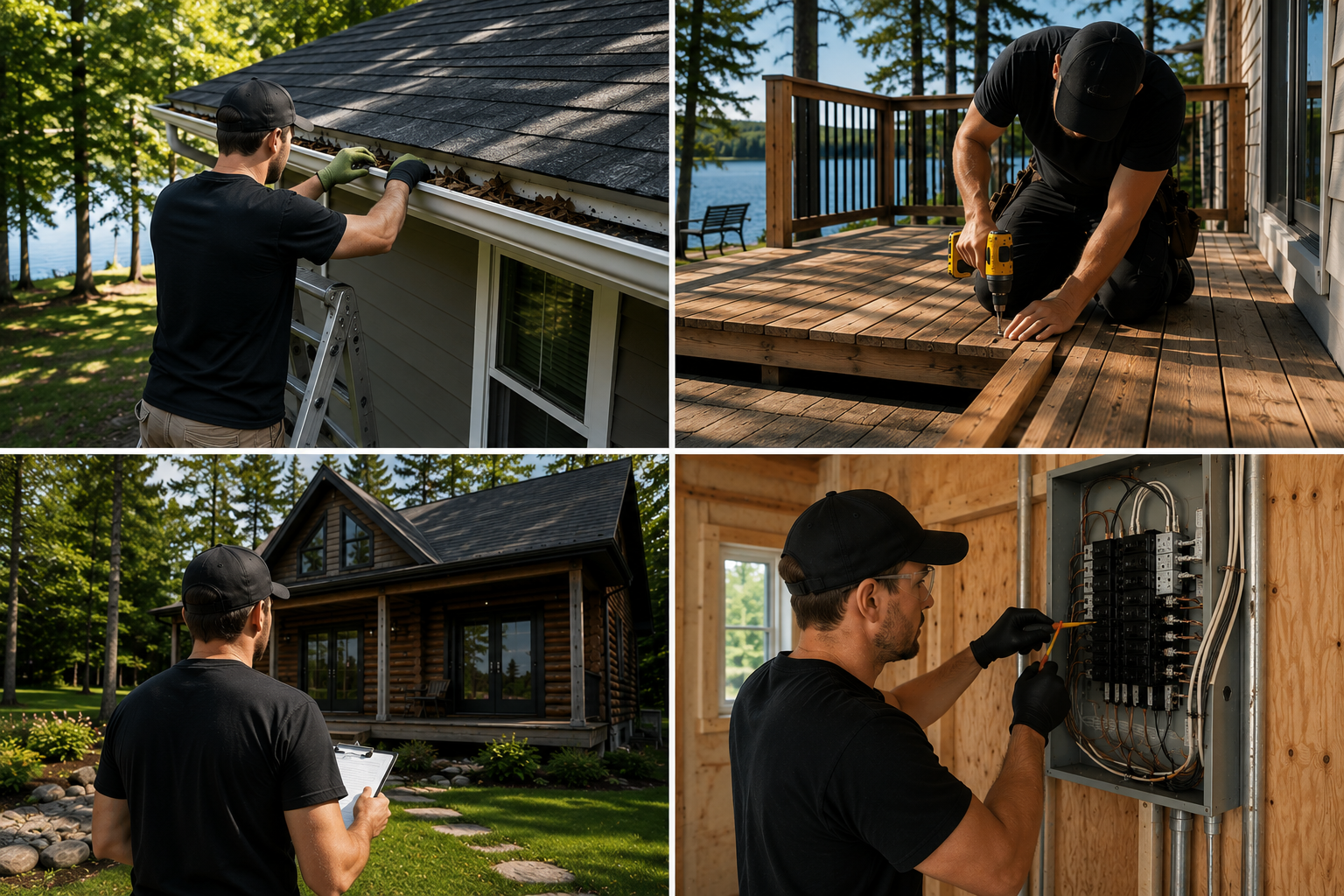 Technician cleaning cottage gutters